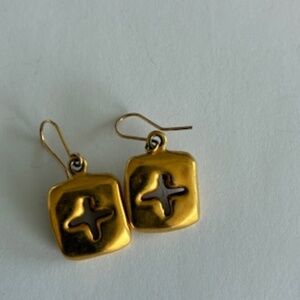 Vintage Robert Lee Morris 18ct plated pillow cross earrings